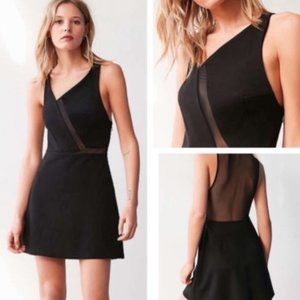 S Urban Outfitters Black Silence & Noise Misha Asymmetrical Ponte Mesh Dress